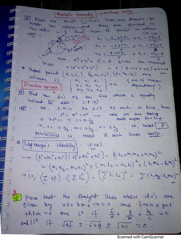Analytical Geometry - New Notes | PDF