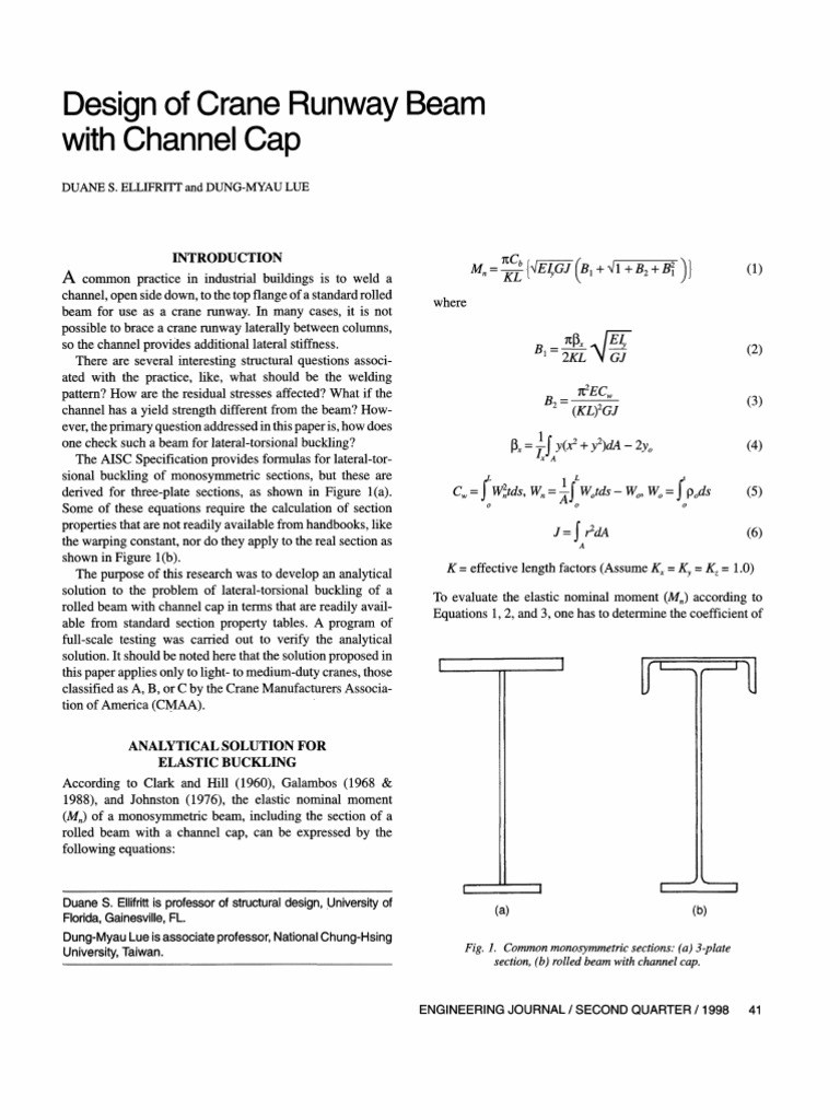 Design of Crane Runway Beam With Channel Buckling Beam (Structure)