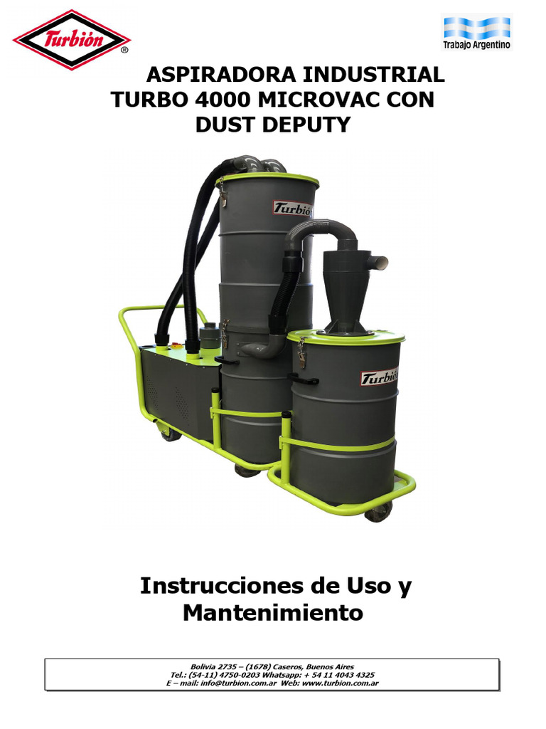 Aspiradora Industrial Turbo 4000 Microvac | PDF | Filtración | Aspiradora
