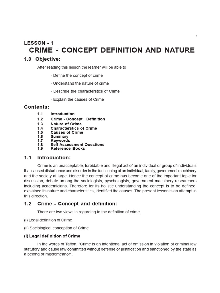 Understanding Crime: Definition, Nature, Causes | PDF | Crimes | Crime ...