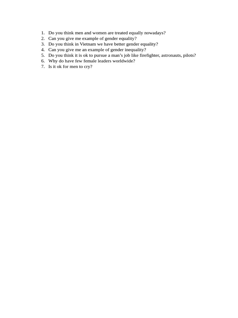 Questions About Gender Equality | PDF