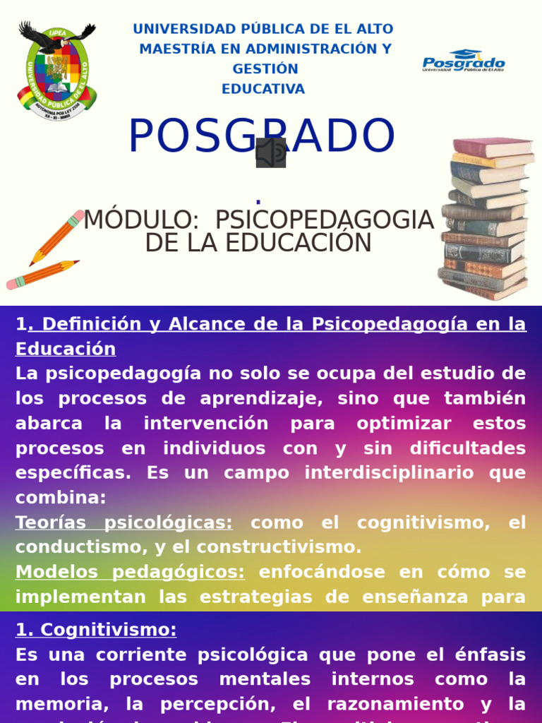 Psicopedagogía en la Educación Moderna | PDF | Aprendizaje | Evaluación