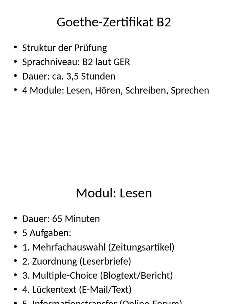 Goethe B2 Struktur Praesentation | PDF