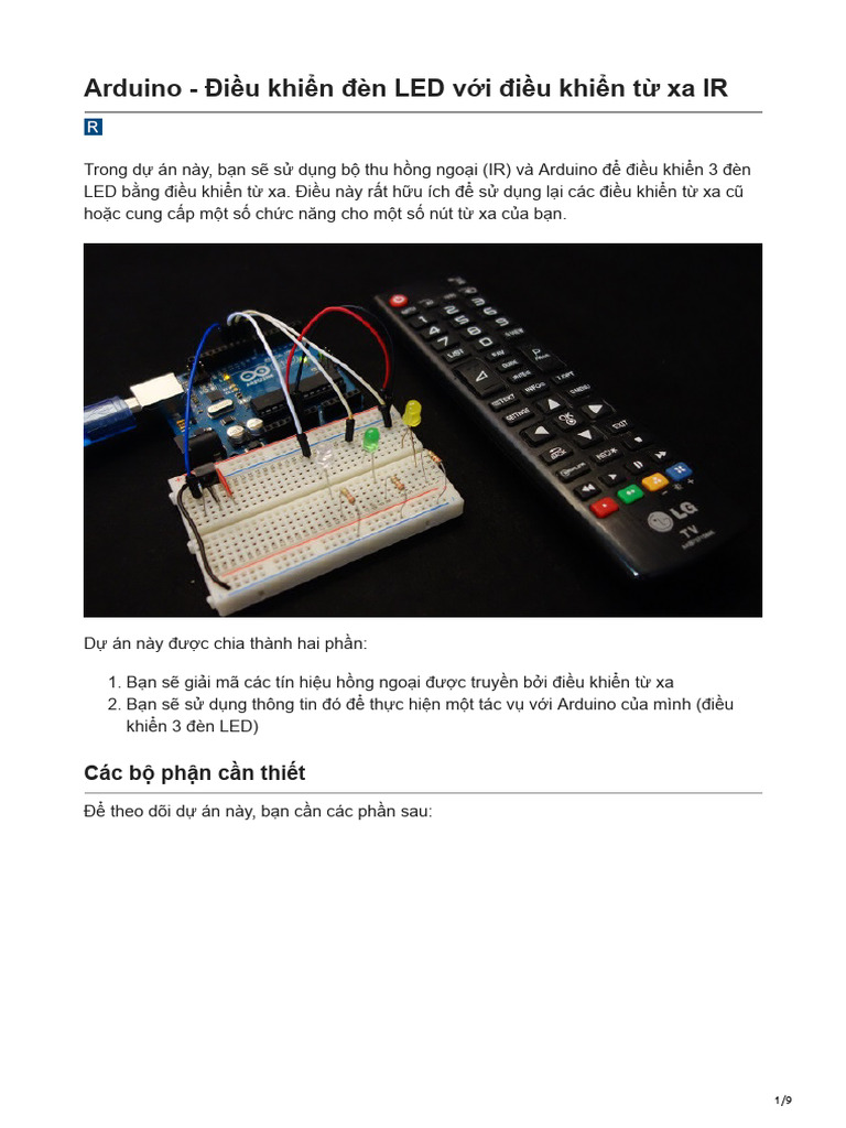 Arduino Dieu Khien Den Led Voi Dieu Khien Tu Xa Ir | PDF