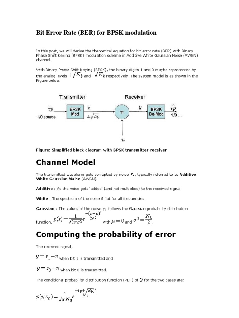 BPSK Bit Error Rate Derivation | PDF | Teaching Methods & Materials