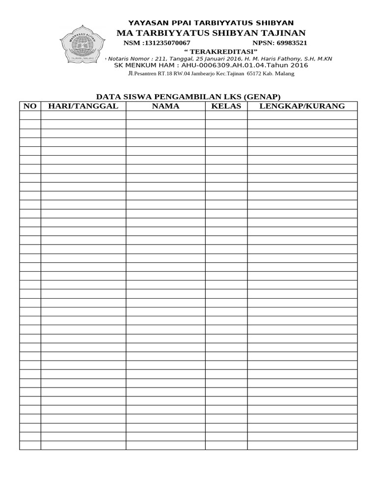 Rekap Pembayaran Siswa MA Tarbiyyatus Shibyan | PDF