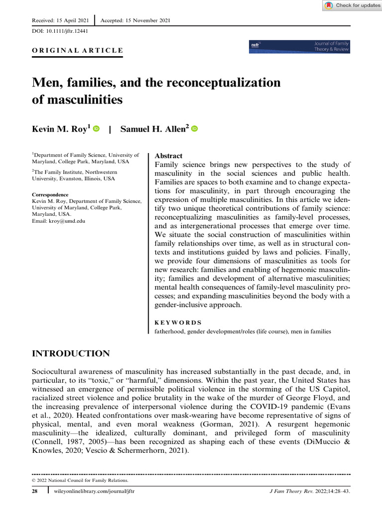 Reconceptualizing Masculinities in Families | PDF | Masculinity | Gender