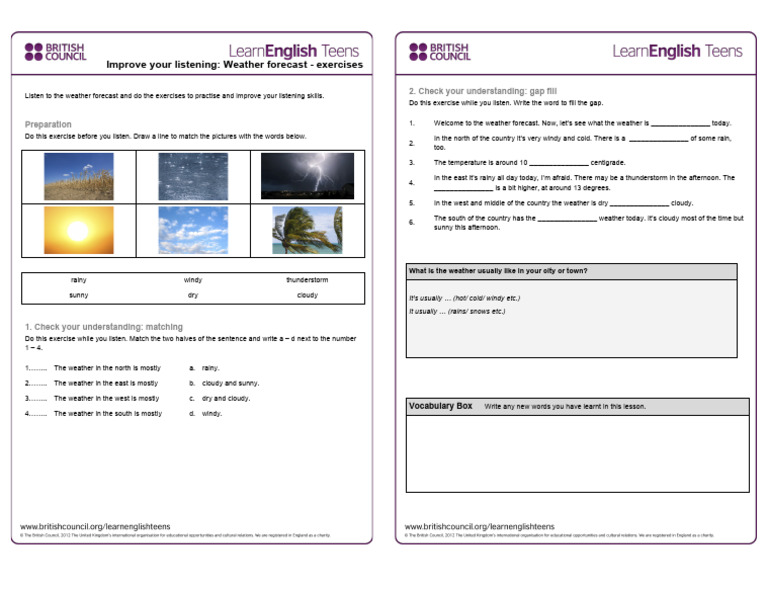 Weather Forecast Listening Exercises | PDF | Weather | Physical Geography