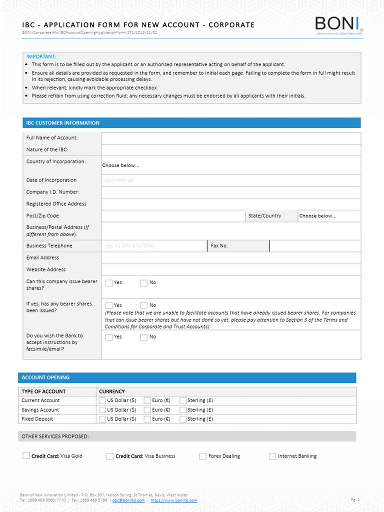 Boni Corp Alc Ibc Appform St1 Edt | PDF | Banks