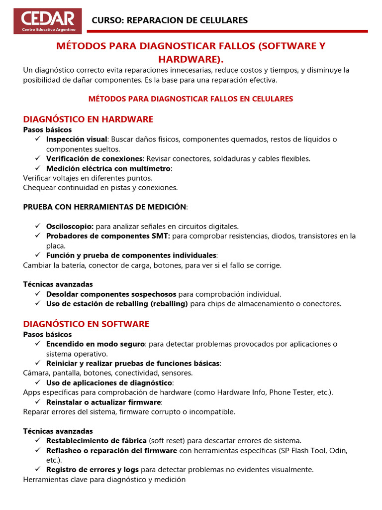Diagnóstico de Fallos en Celulares | PDF | Red eléctrica | Conector ...
