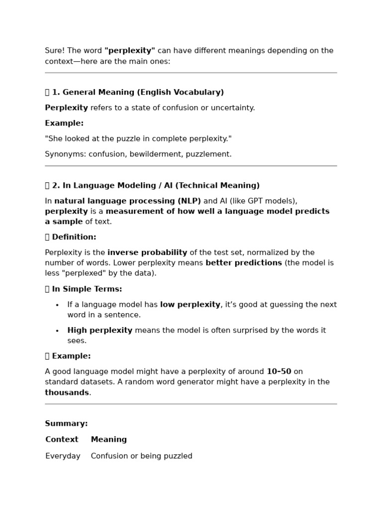 Understanding Perplexity in NLP | PDF