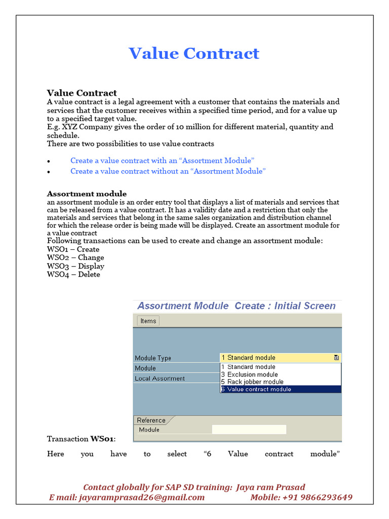 Understanding Value Contracts in SAP SD | PDF | Computing