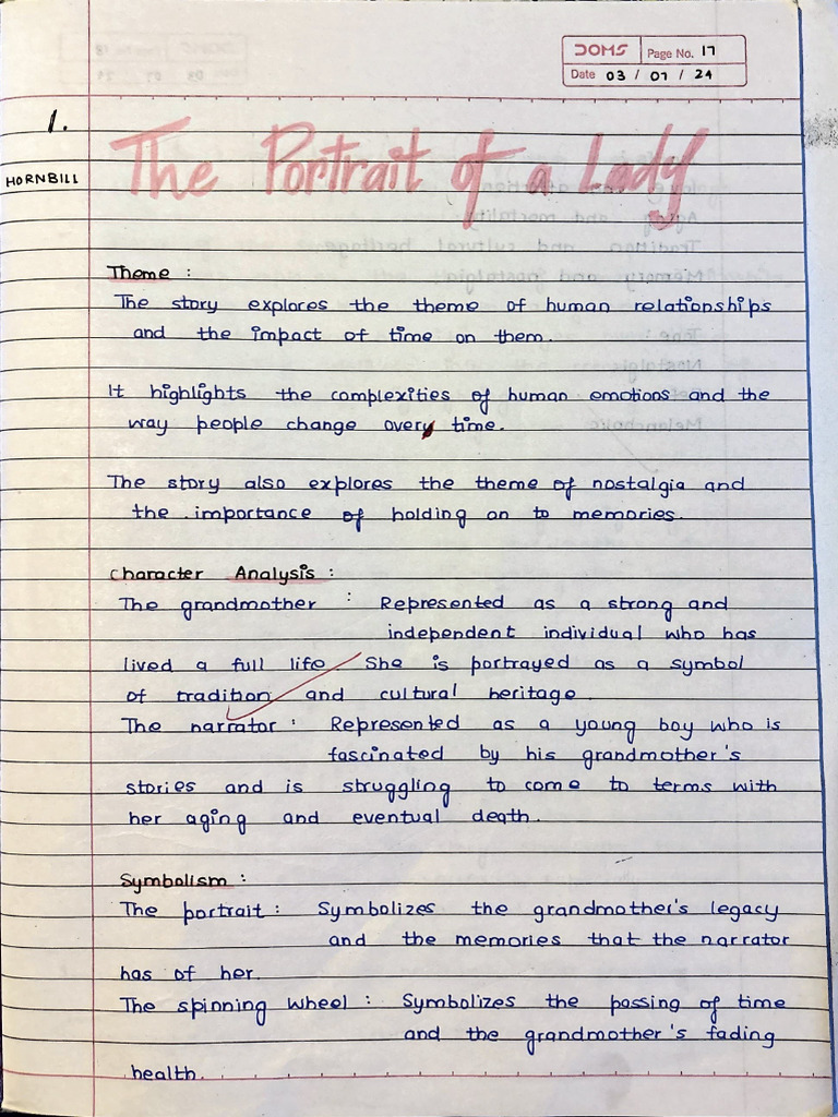 The Portrait of A Lady Notes | PDF