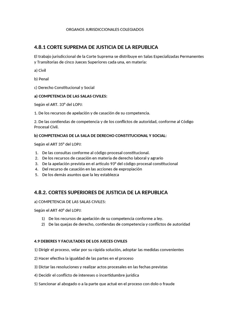 Competencias de la Corte Suprema y Jueces | PDF