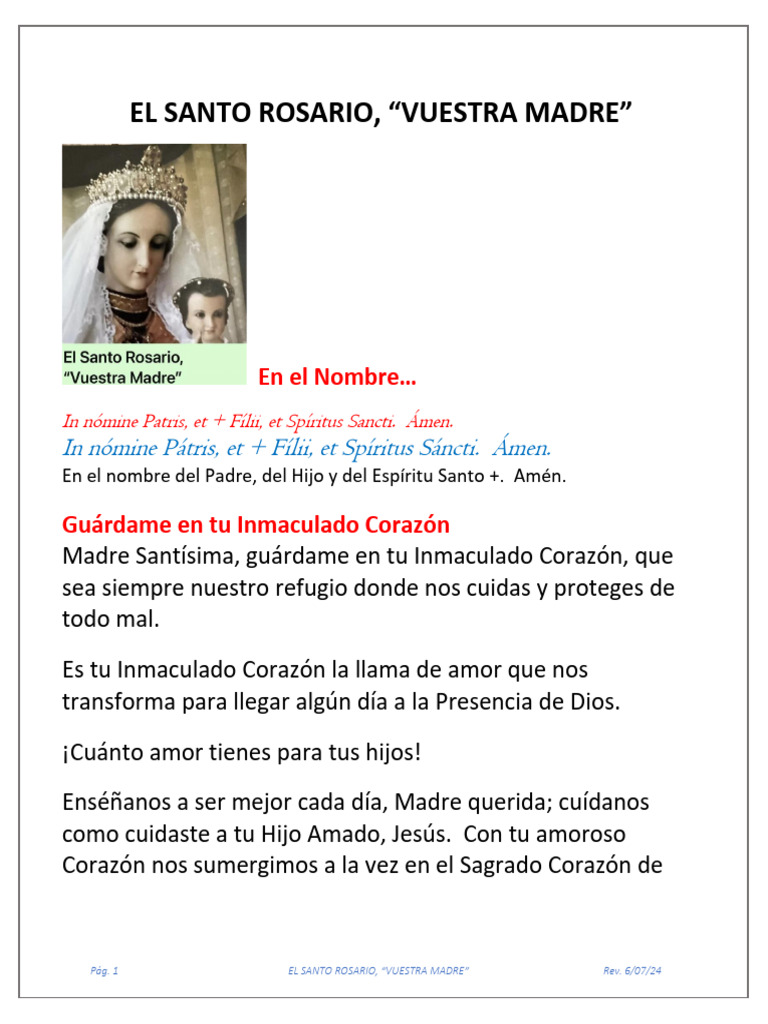 Guía del Santo Rosario para Imprimir | PDF | María, madre de Jesús ...