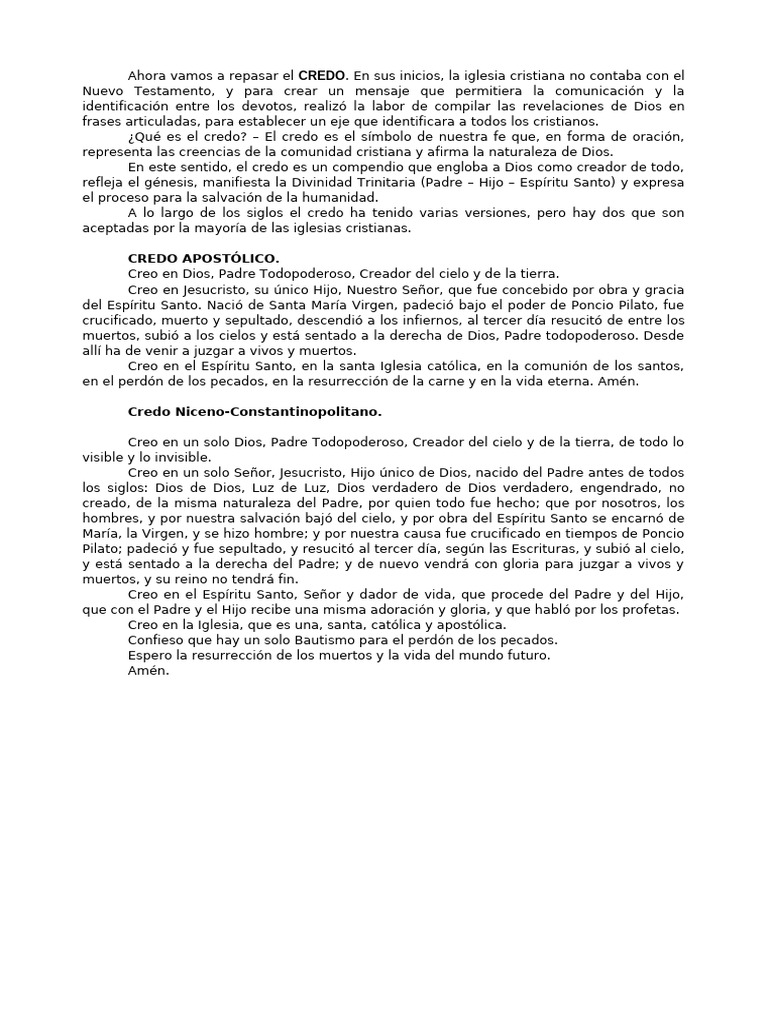 Significado y versiones del Credo cristiano | PDF | espíritu Santo ...