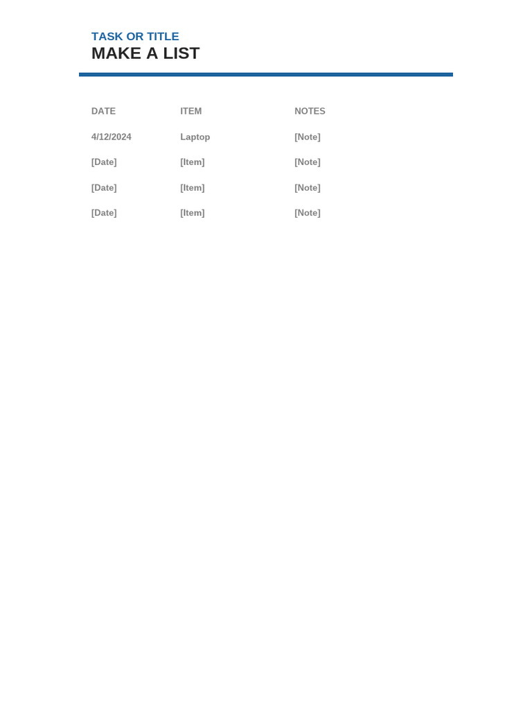 Make A List: Task or Title | PDF