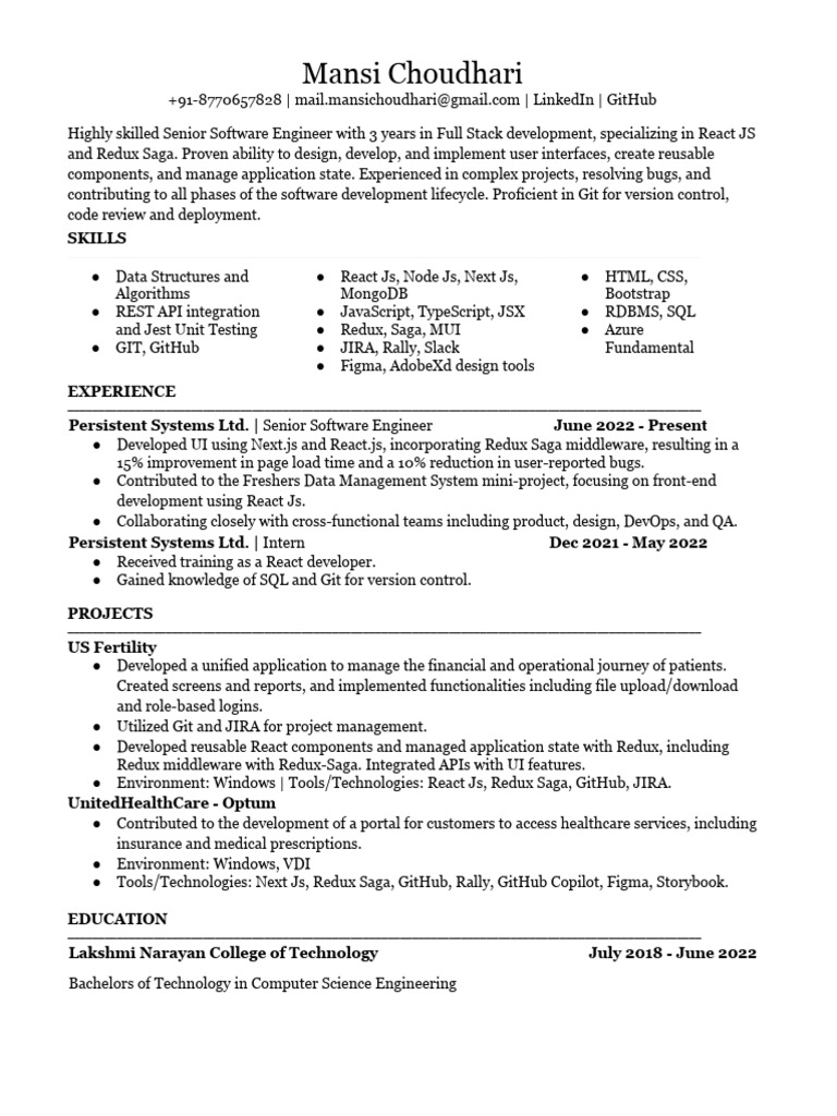 Senior Software Engineer - Full Stack Expert | PDF | Information ...