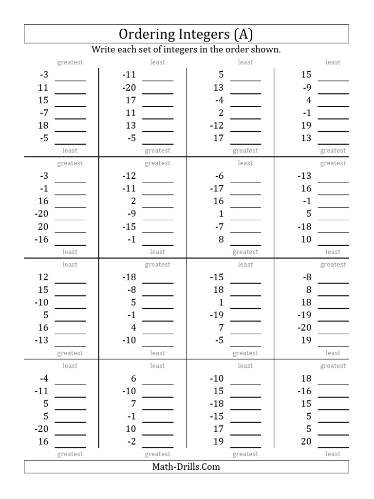 Integers Ordering - 2020 001.1478701912 | PDF