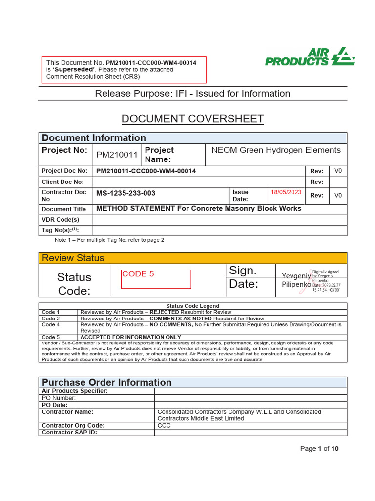 Method Statement for Concrete Masonry Works | PDF | Mortar (Masonry ...