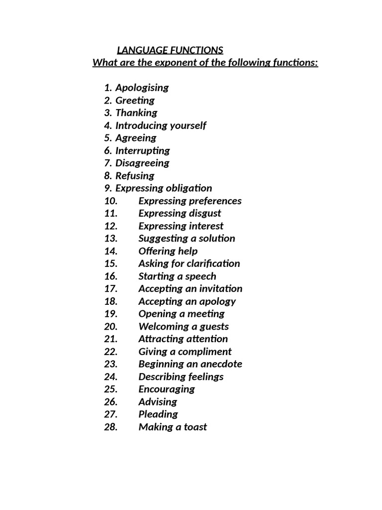 Language Functions and Their Uses | PDF