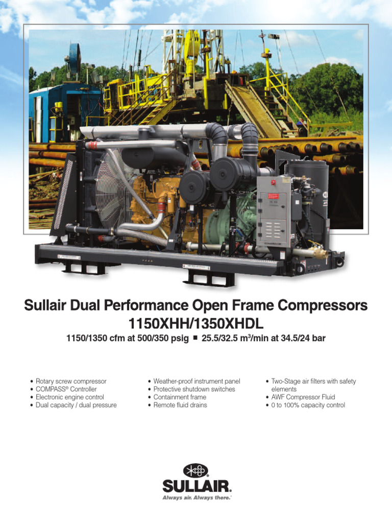 Sullair 1150/1350 CFM Compressors | PDF | Engines | Mechanical Engineering