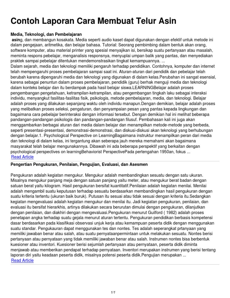 Contoh Laporan Cara Membuat Telur Asin