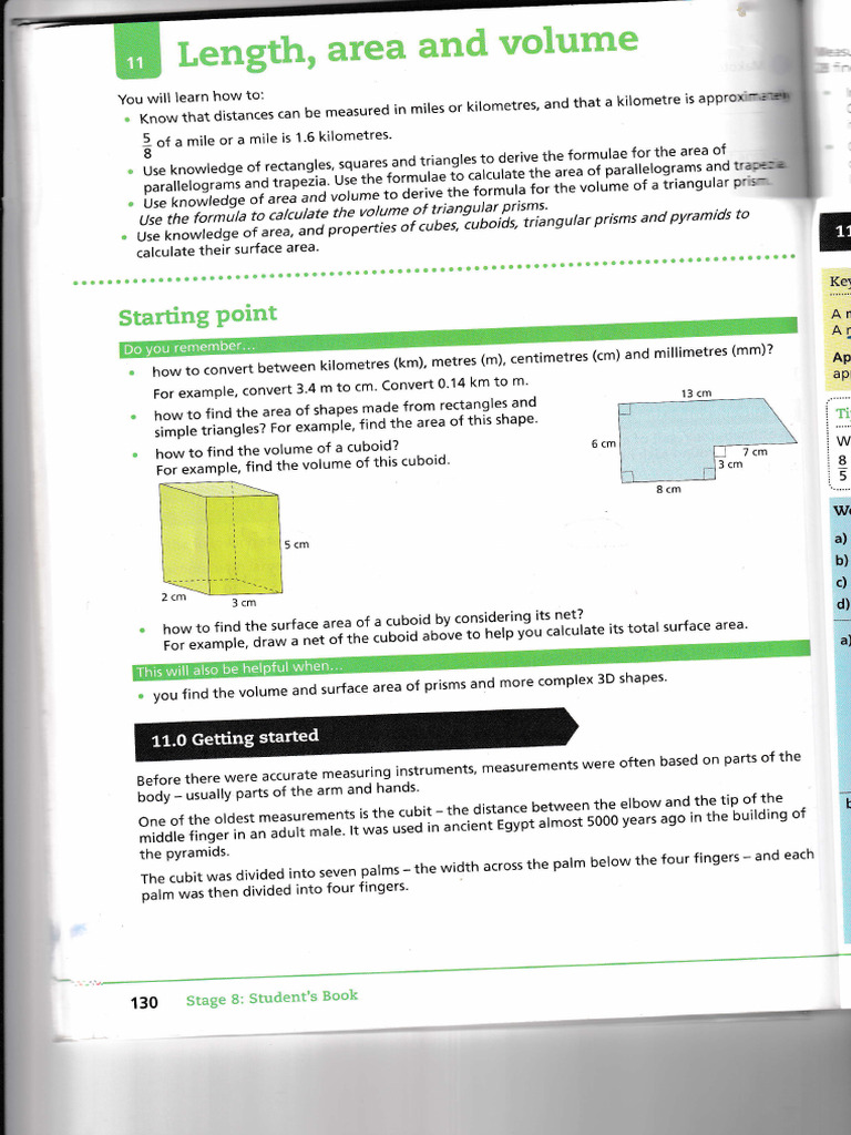 Collins Math Stage 8 Unit 11 - 20250712 - 0001 | PDF | Area | Volume