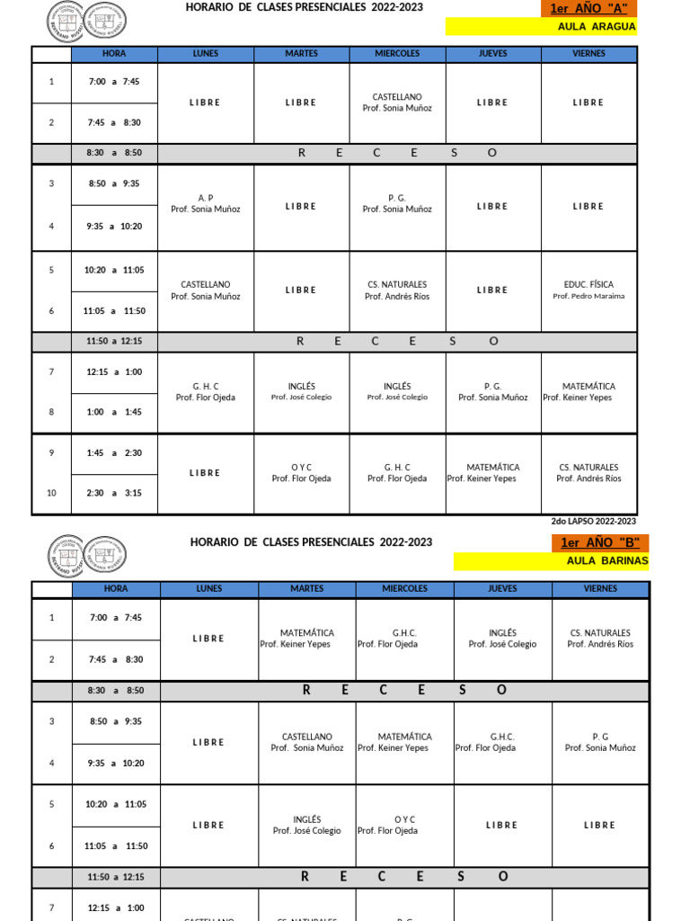 De Clases 2do Lapso 2022-2023 - Media General 1 Feb 2023 | PDF
