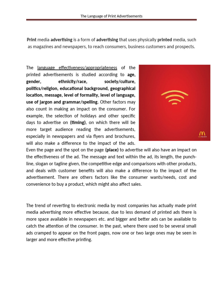 My Advertisements Handout | PDF | Advertising | Reason