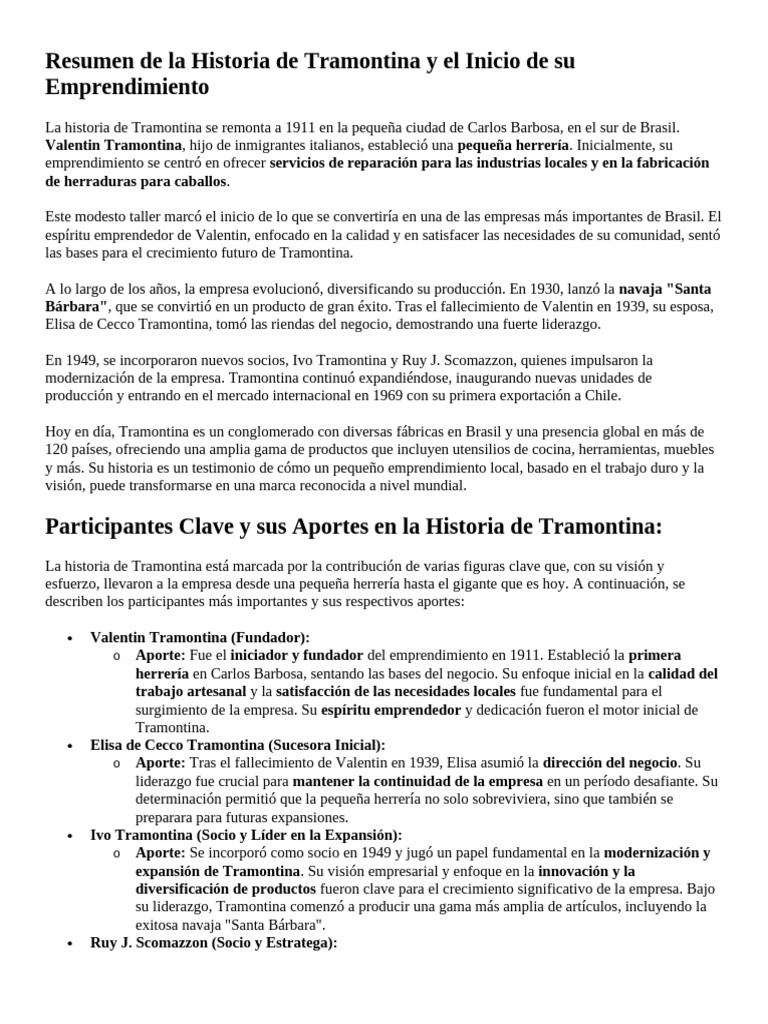 Resumen de la Historia de Tramontina - 1
