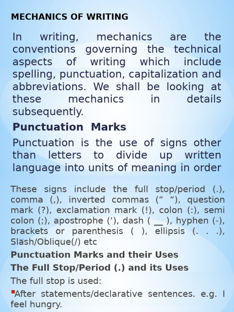 Mechanics of Writing | PDF | Comma | Punctuation