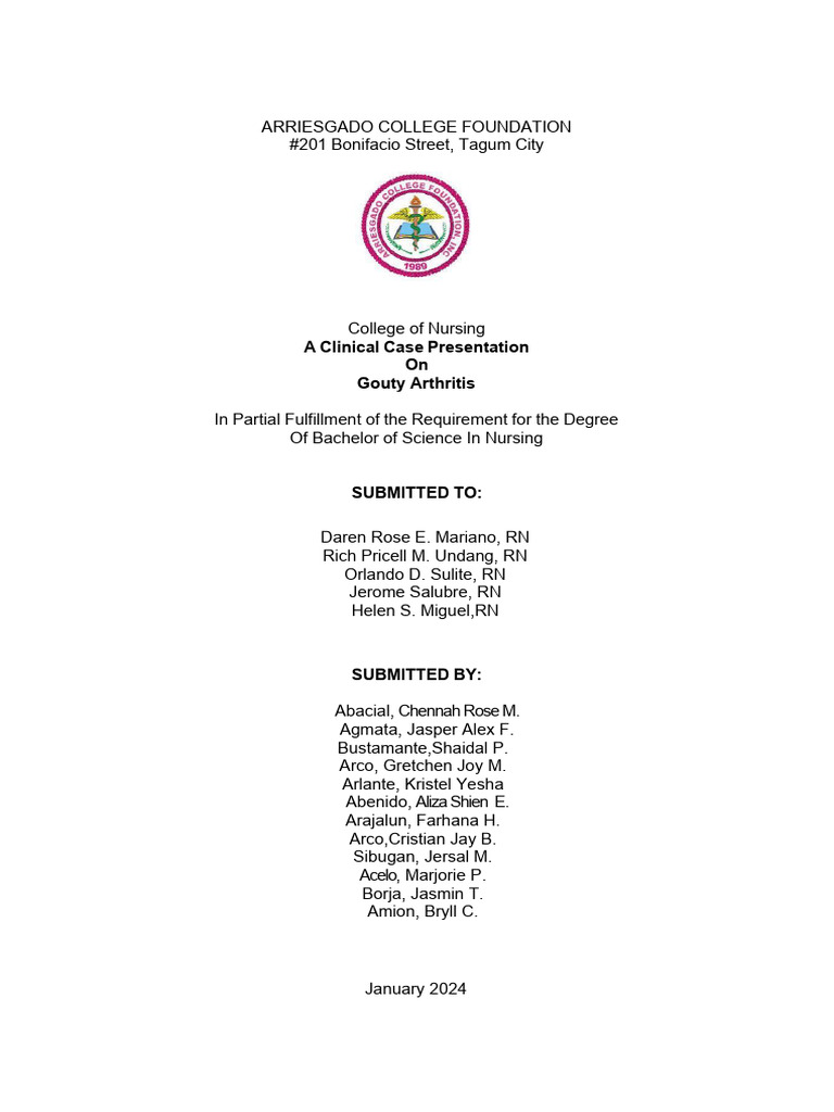Gouty Arthritis Case Study Presentation | PDF | Gout | Arthritis