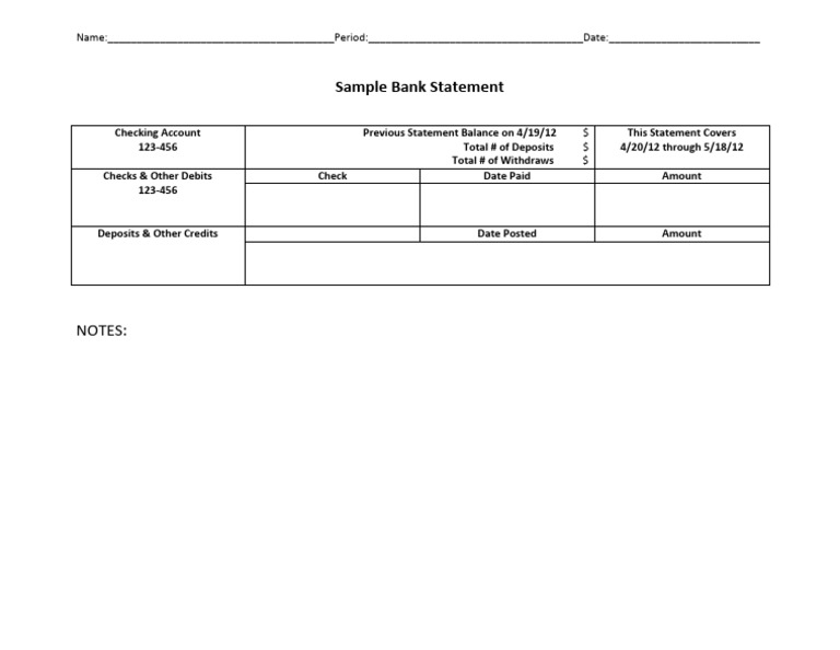 Sample Bank Statement Template | PDF