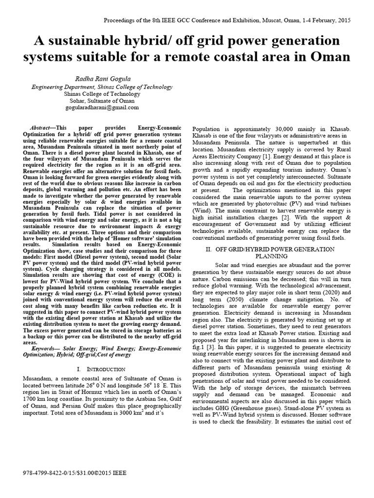 Hybrid Renewable Energy Systems in Oman | PDF | Photovoltaics | Wind Power