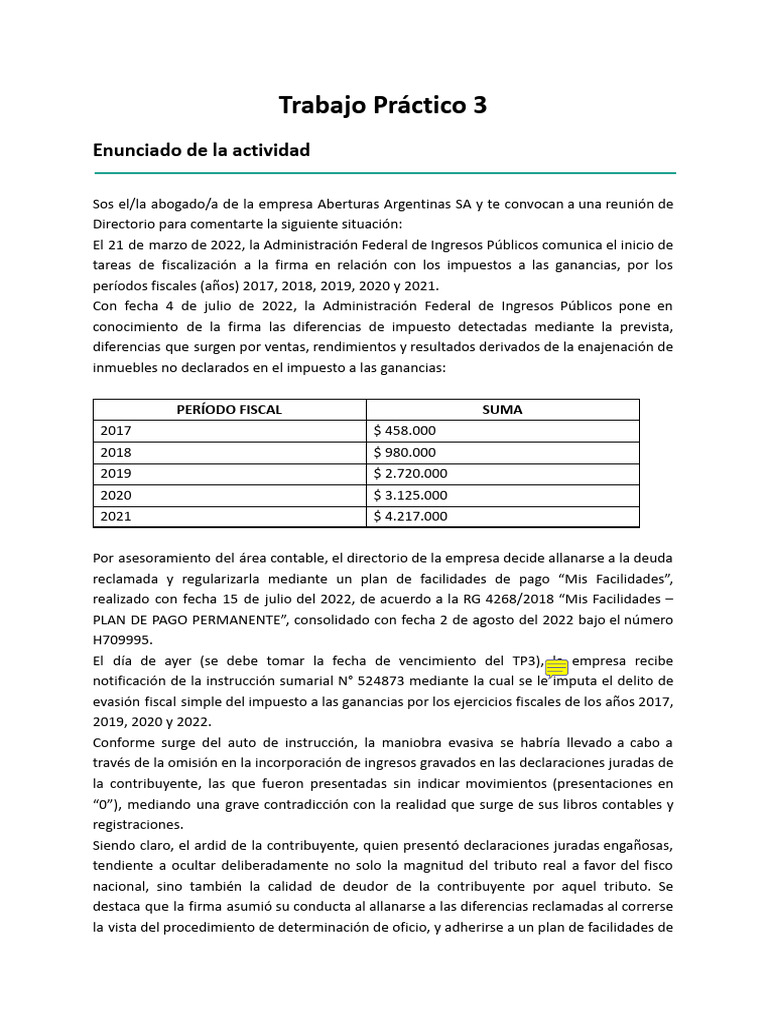 TP3 - Enunciado de La Actividad | PDF | Impuesto sobre la renta | Impuestos