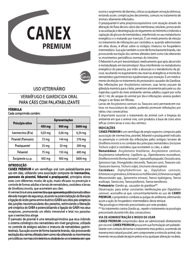 Bula do Canex Premium para Cães | PDF