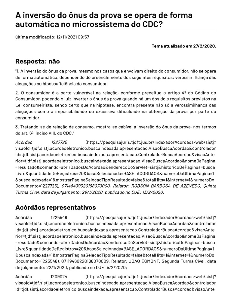 A Inversão Do Ônus Da Prova Se Opera de Forma Automática No ...