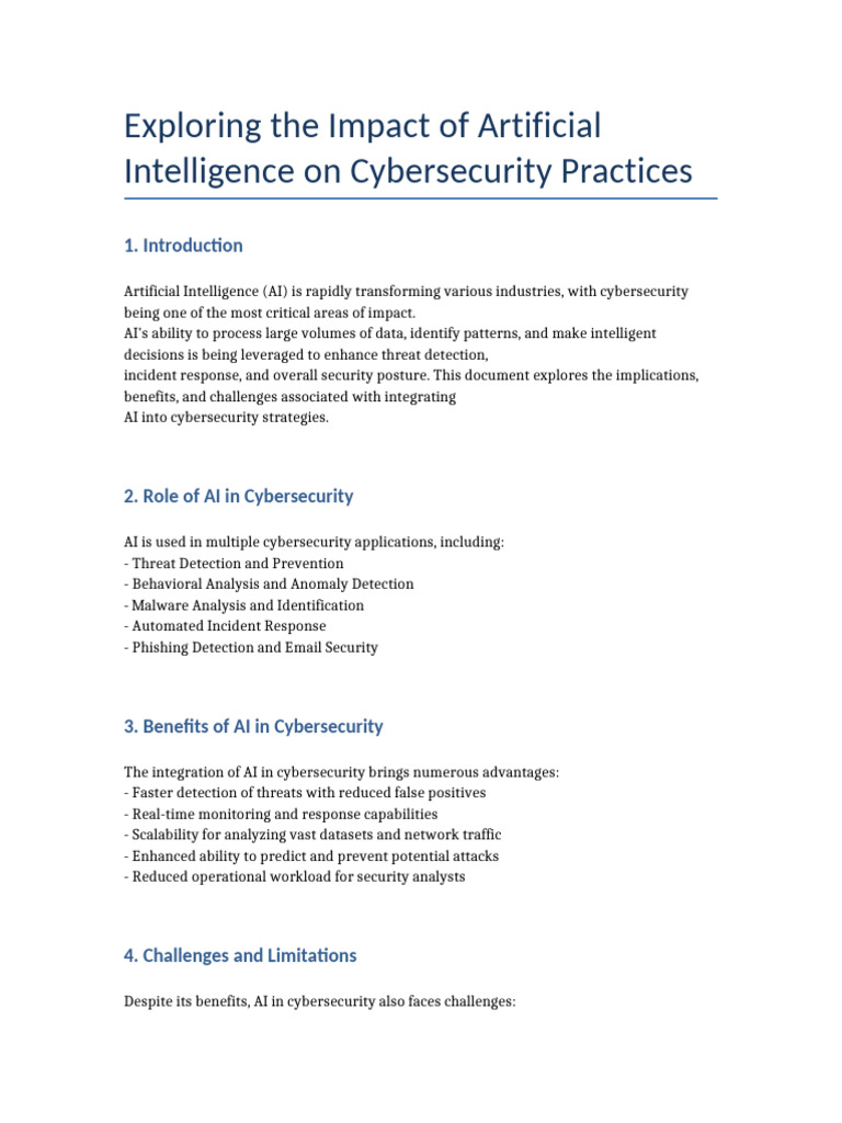 AI's Role in Cybersecurity Practices | PDF | Security | Computer Security