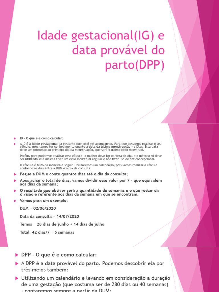 Cálculo de Idade Gestacional e DPP | PDF
