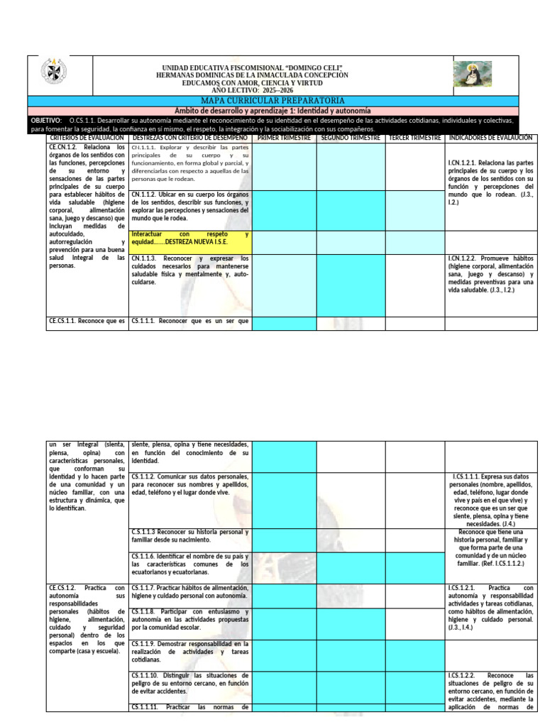 Mapa Curricular Preparatoria 2025-2026 | PDF | Vida | Color
