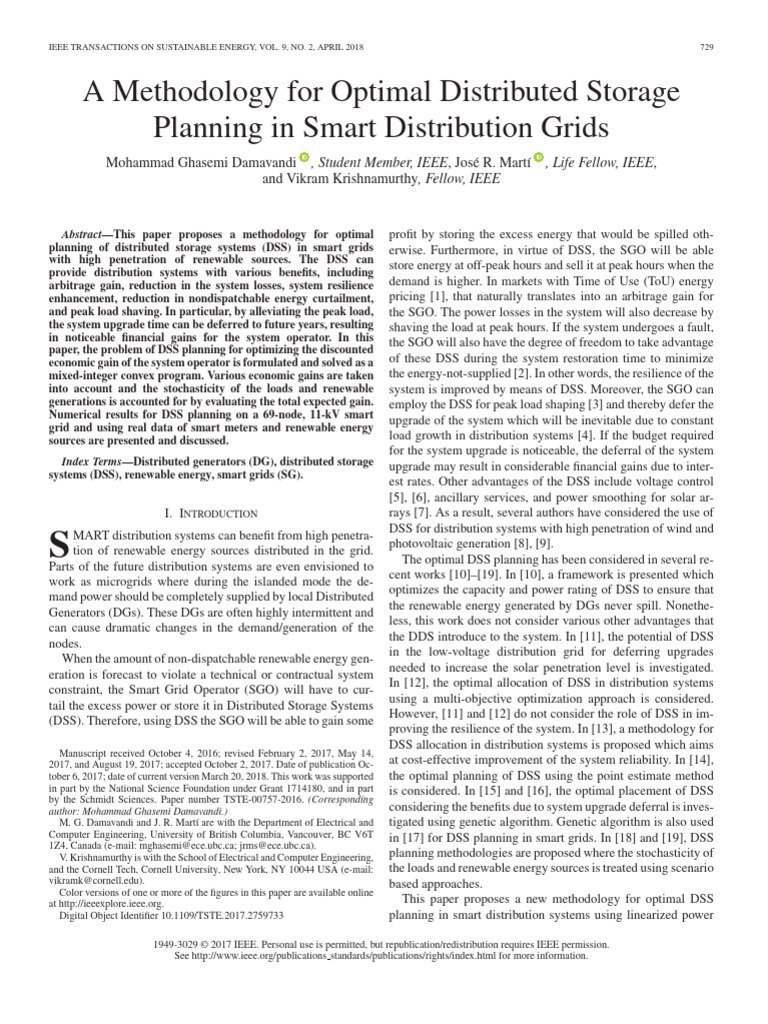 Optimal Planning for Distributed Storage in Smart Grids | PDF | Matrix ...