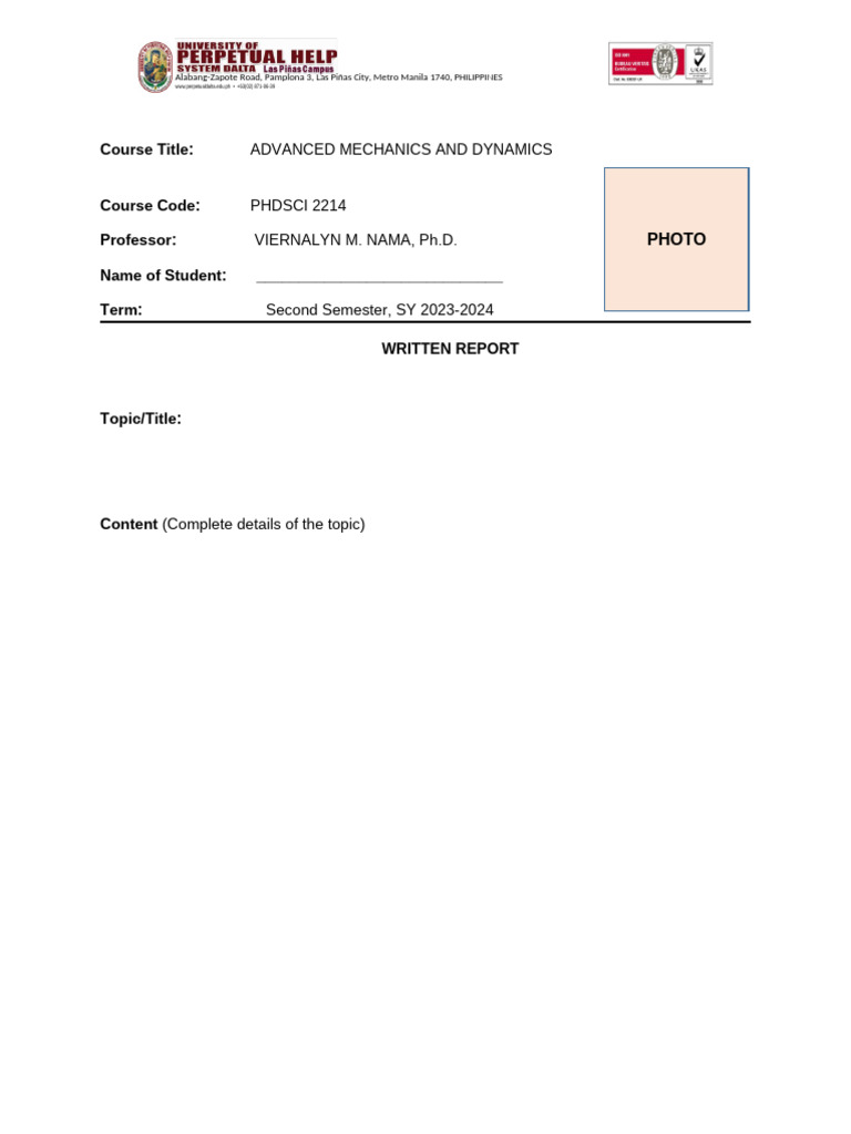 Template Written Report | PDF