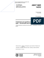 NBR 14232 - Tratamento de Superficie Do Aluminio e Suas Ligas - Anodizacao Do Aluminio e Suas Lig