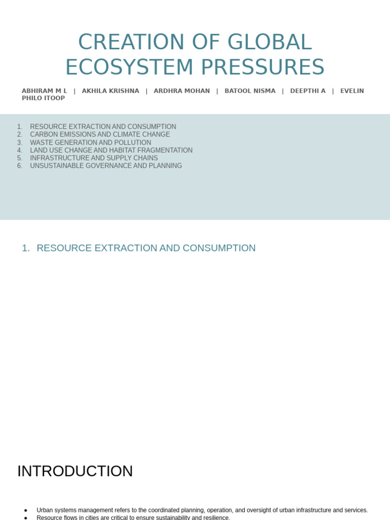 Global Ecosystem Pressures Overview | PDF | Infrastructure | Ecosystem
