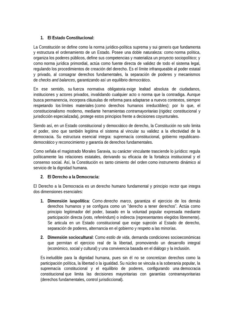 Estado Constitucional y Democracia en Perú | PDF | Democracia ...