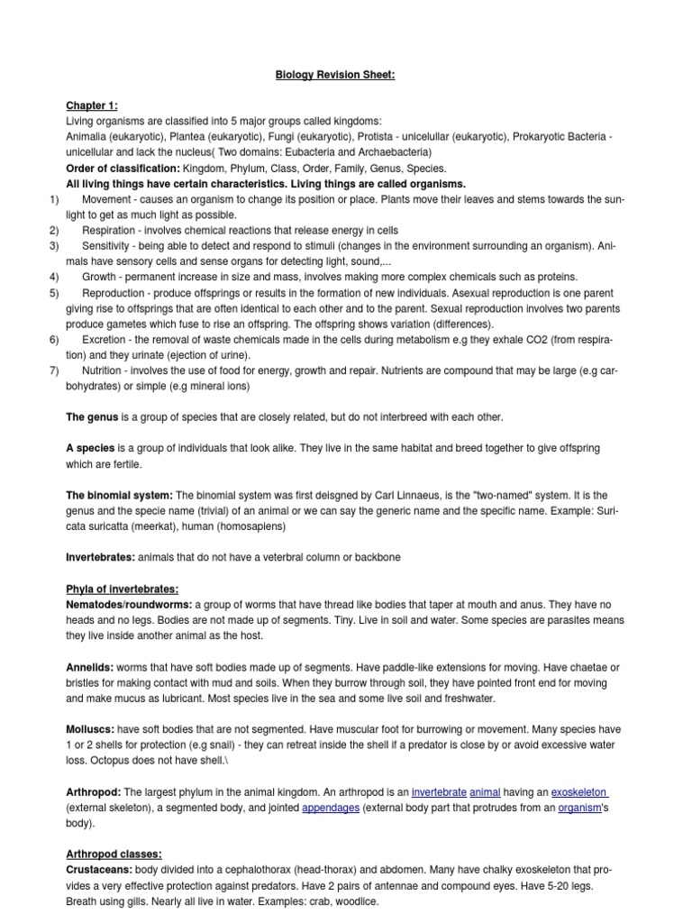 Biology Revision Sheet  Stoma  Photosynthesis