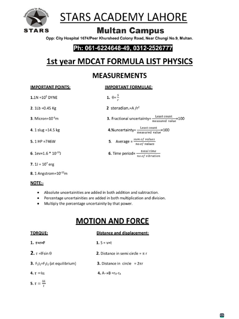 STARS Formulas | PDF