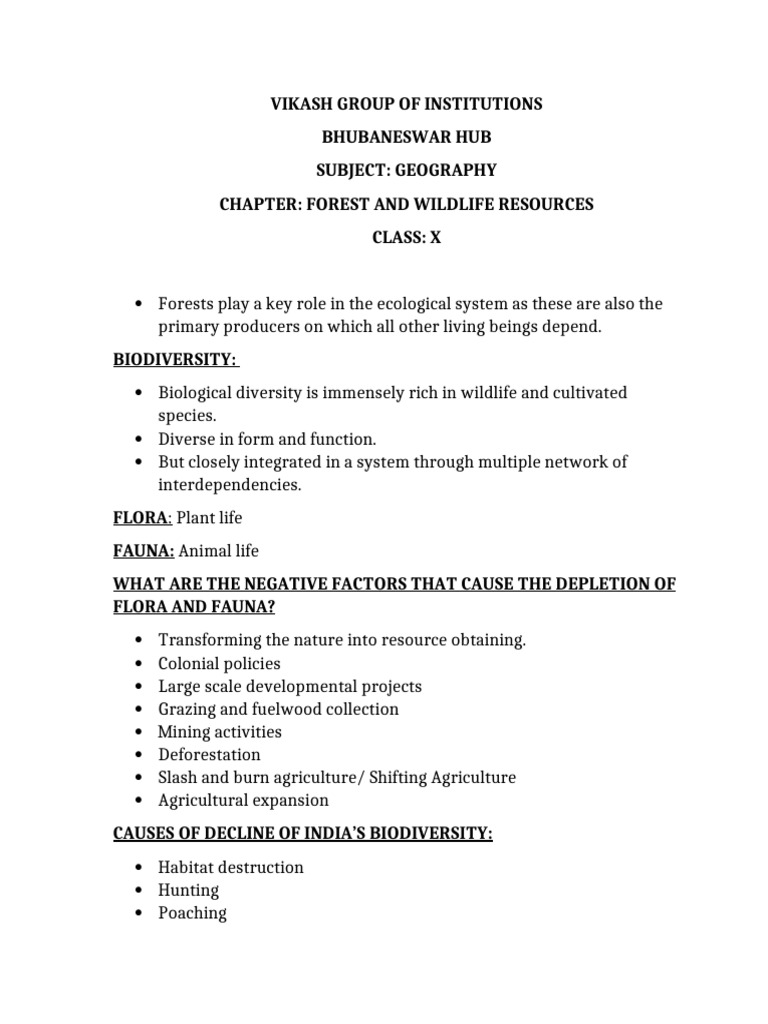 Forest and Wildlife Resources in India | PDF | Biodiversity | Forest ...