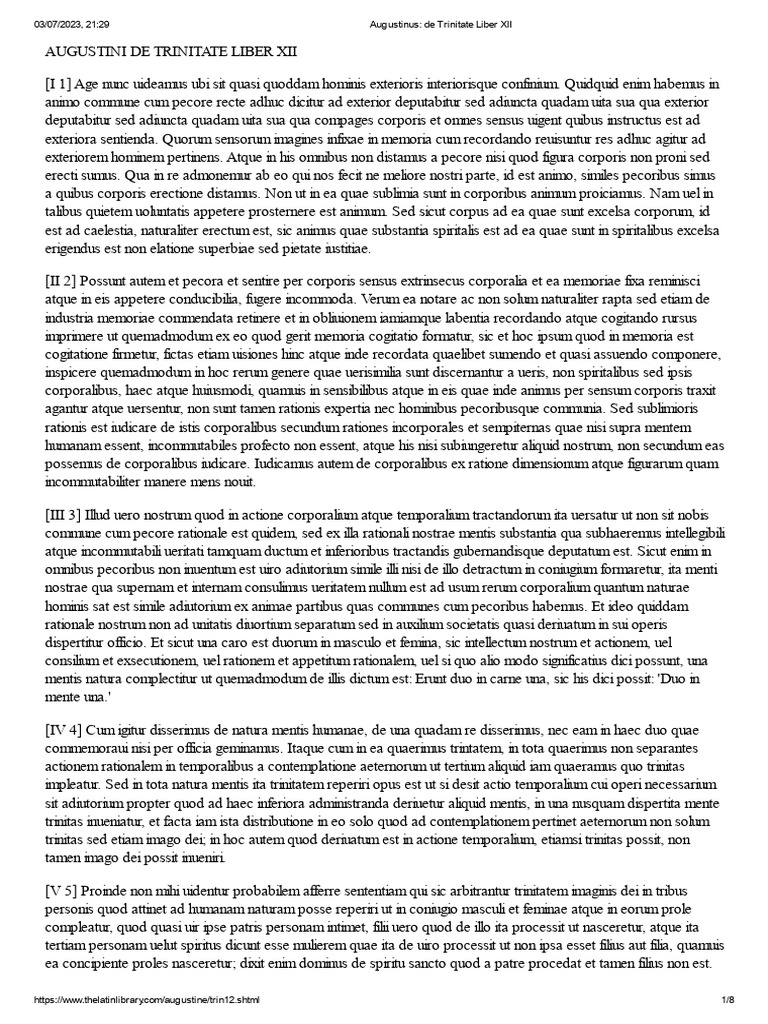 Augustinus - de Trinitate Liber XII | PDF